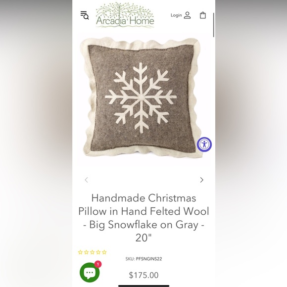 Arcadia Home Red Handmade Christmas Snowflake Hand Felted Wool 20” Pillow - Picture 13 of 13